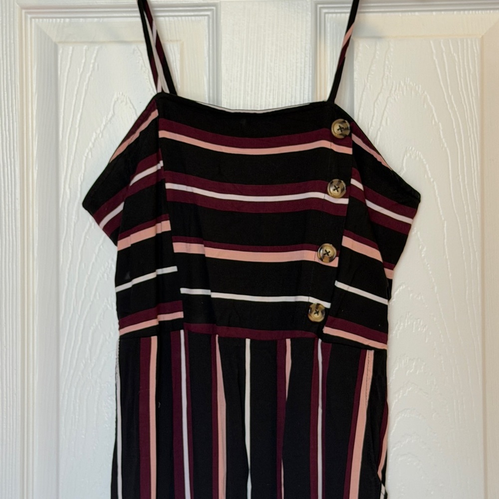 Striped Black and Pink Button Dress